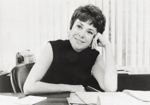 Joan Ganz Cooney at her desk