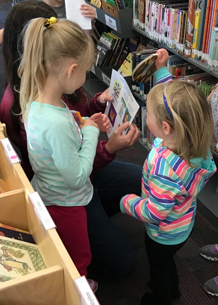 A kindergarten class participates in a scavenger hunt during a recent class trip. Photo: Homer Public Library