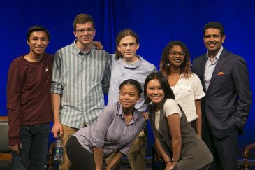 SRL Fellows and PBS NewsHour Correspondent Hari Sreenivasan participating in a panel for the National Association of Media Literacy Education.