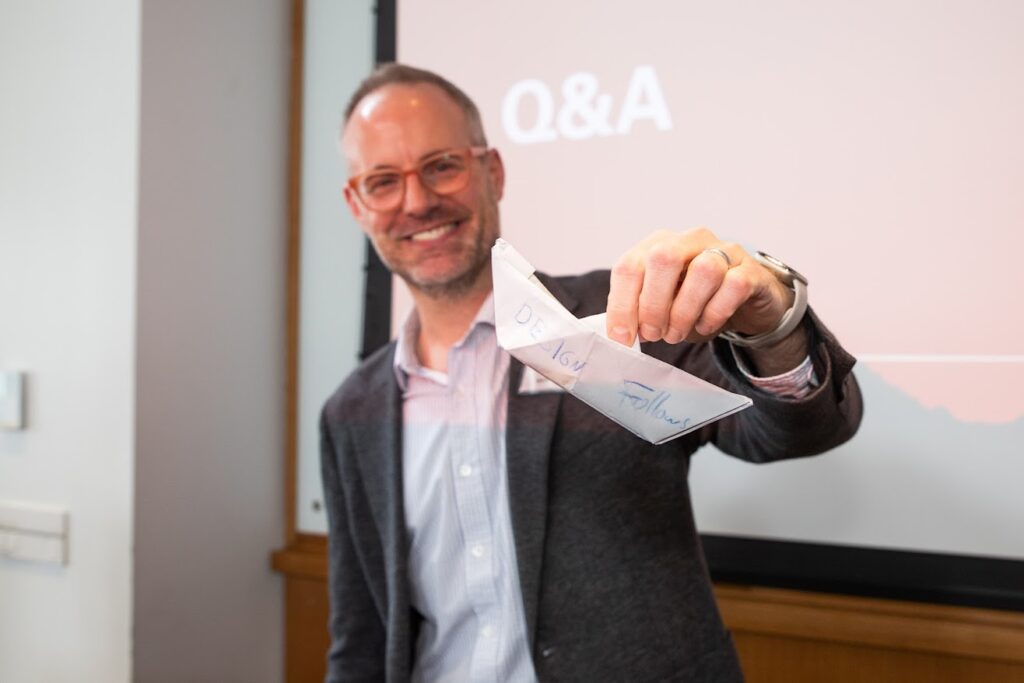 Cooney Center Executive Director Michael Preston received one question via boat!